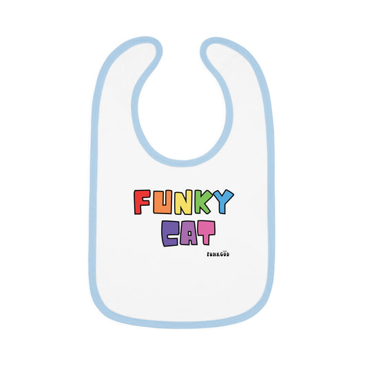 Funky Cat Rainbow Baby Trim Jersey Bib