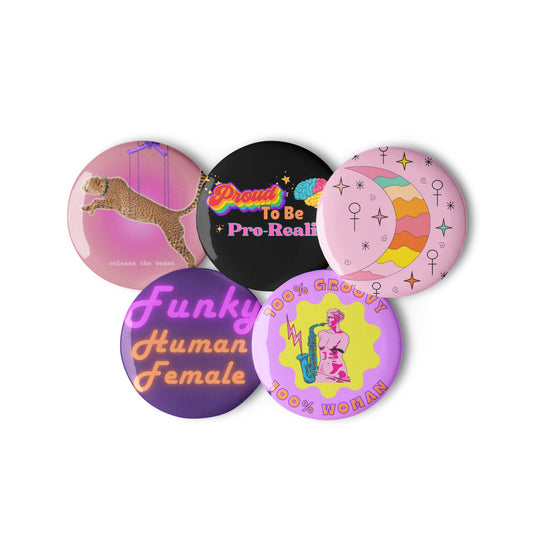 Funky Feminist Set of 5 Button Pins