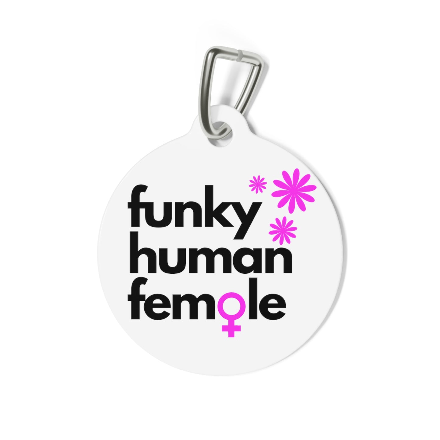 Funky Human Female White Metal Keychain