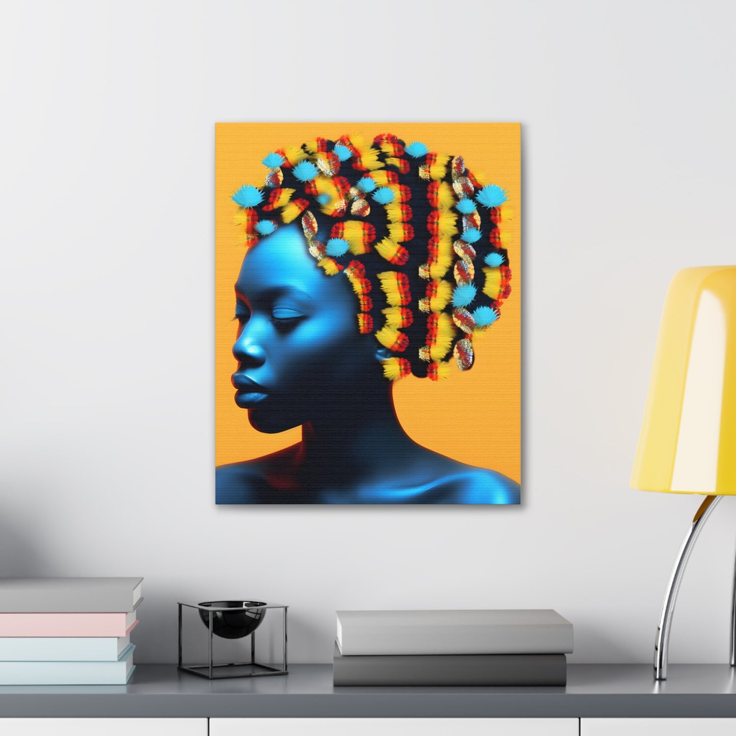 Peacock Braids African Goddess African Woman Surrealist Portrait Canvas Wall Art