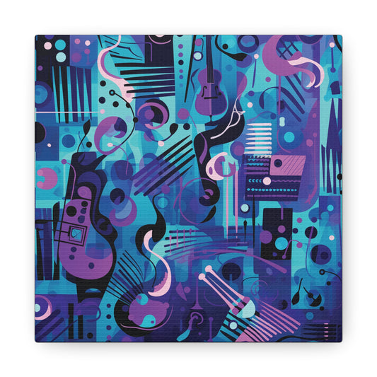 Groovy Blue Musical Abstract Painting Canvas Wall Art