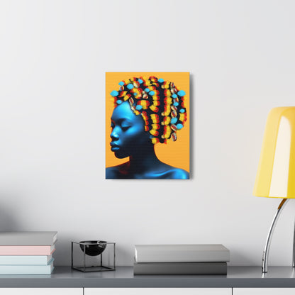 Peacock Braids African Goddess African Woman Surrealist Portrait Canvas Wall Art