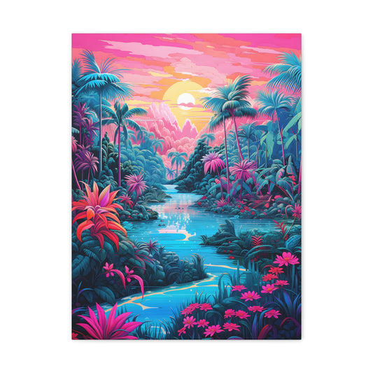Psychedelic Tropical Jungle Colorful Fine Art Print Canvas Wall Art