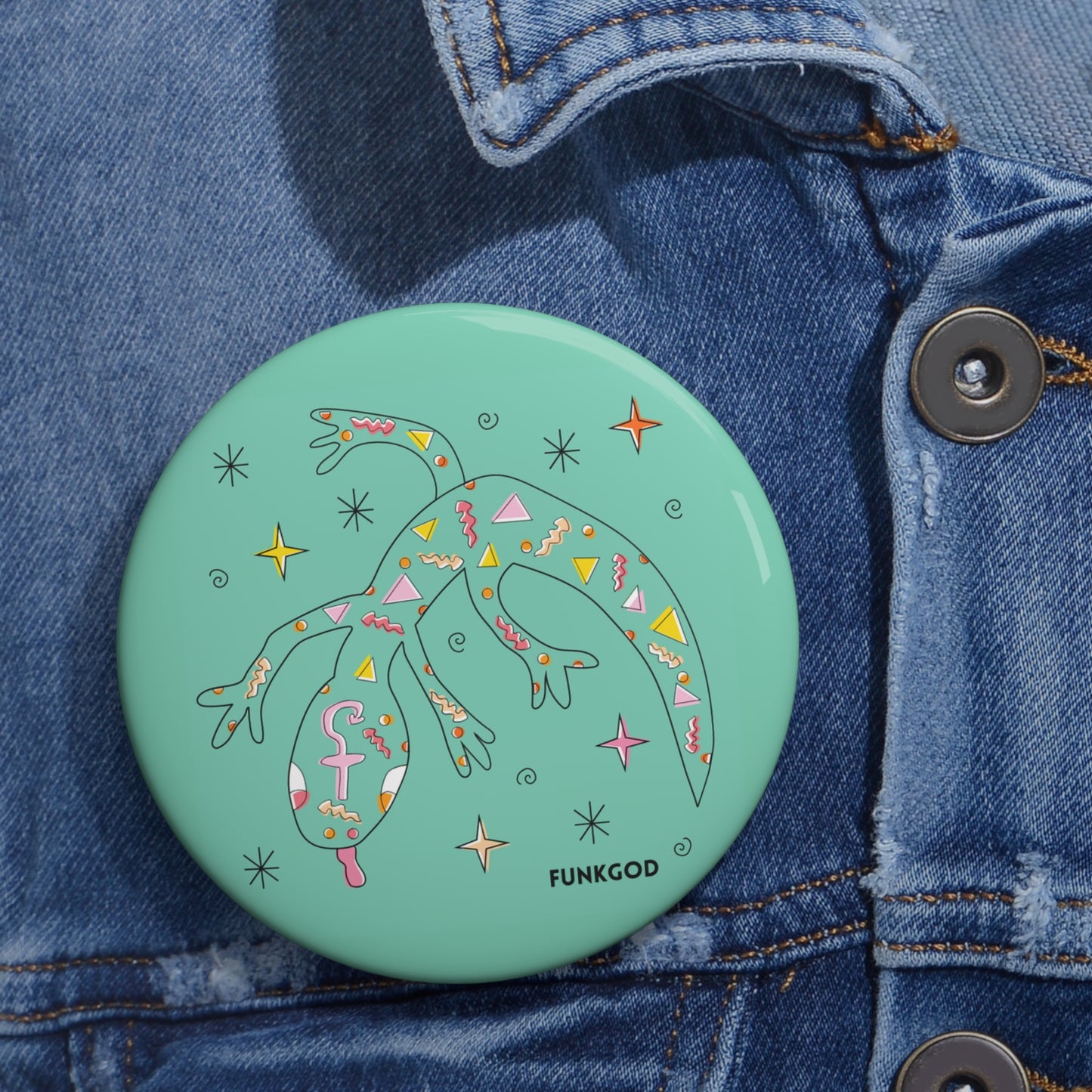 De-trans Awareness Funky Lizard Custom Button Pins
