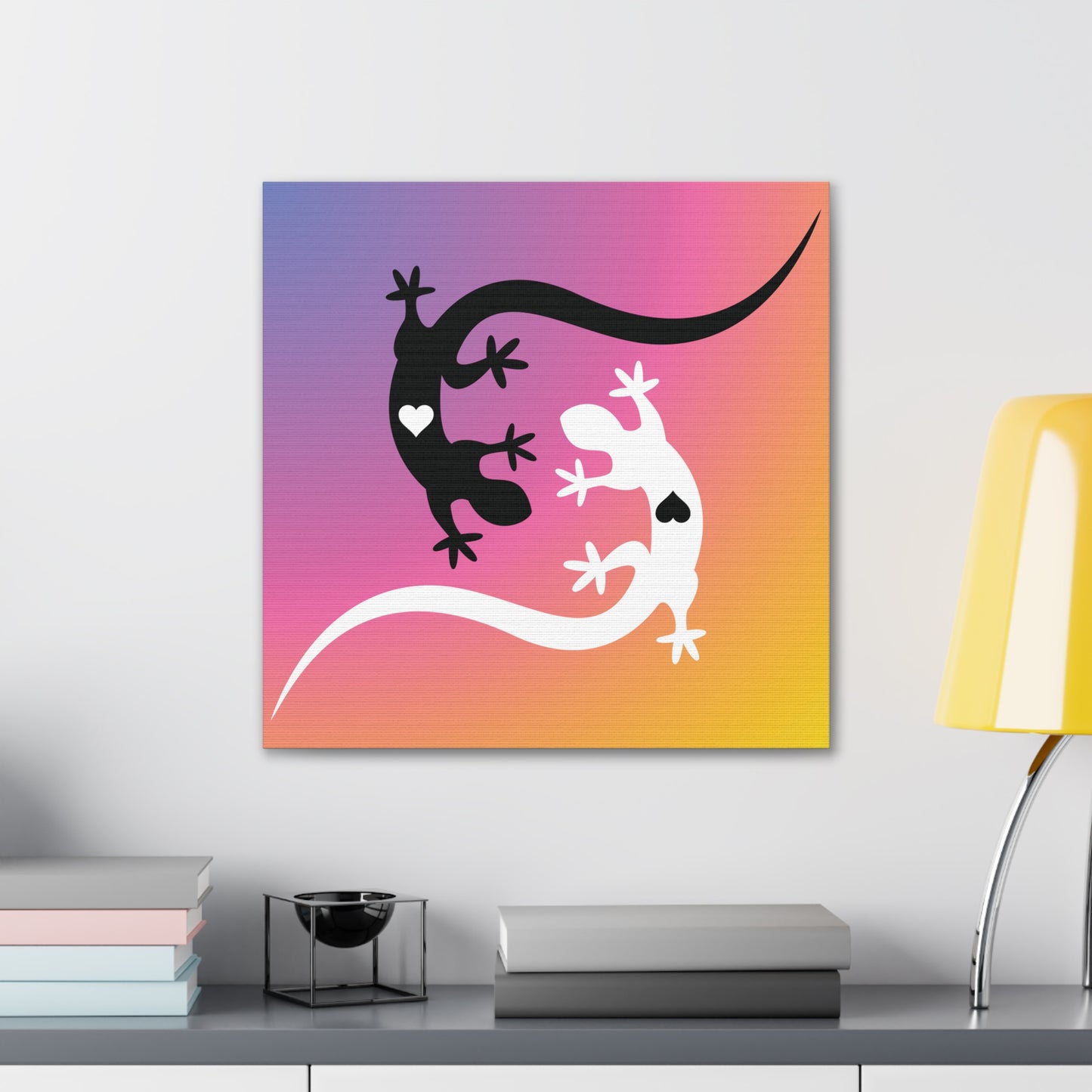 Yin Yang Lizard Colorful Fine Art Print Canvas Wall Art