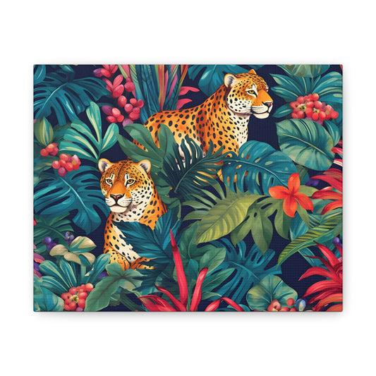 Leopard Lounge Jungle Rainforest Leopard Canvas Wall Art