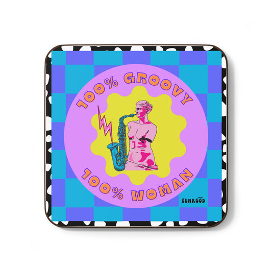 100 Percent Groovy, Percent Woman Feminist Pop Art Coaster