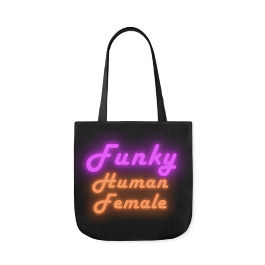 Funky Human Female, Feminist Canvas Tote Bag